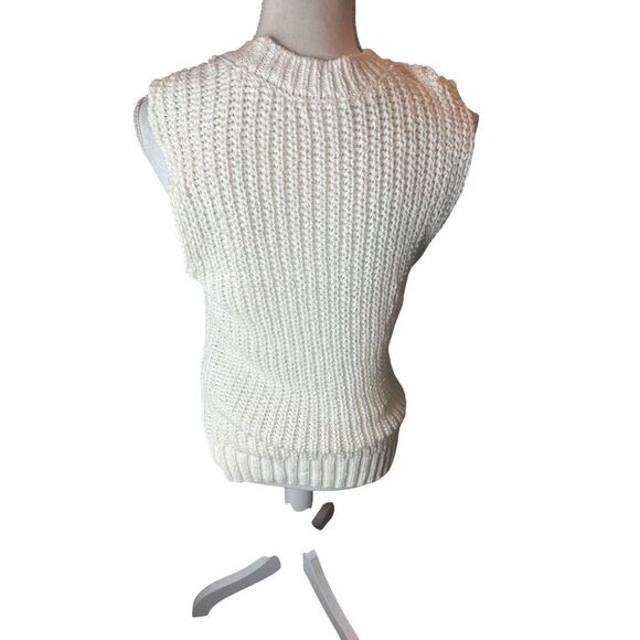 Abercrombie & Fitch Ivory Open Cable Knit Sweater Vest Tunic Y2K Sz Med - Picture 3 of 5